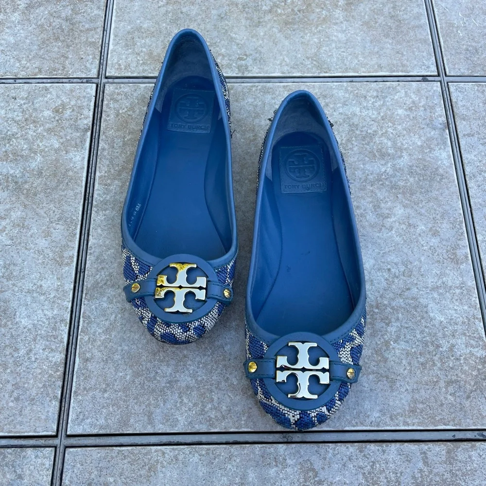 Tory Burch Aden Ballet- Leopard Gold Logo